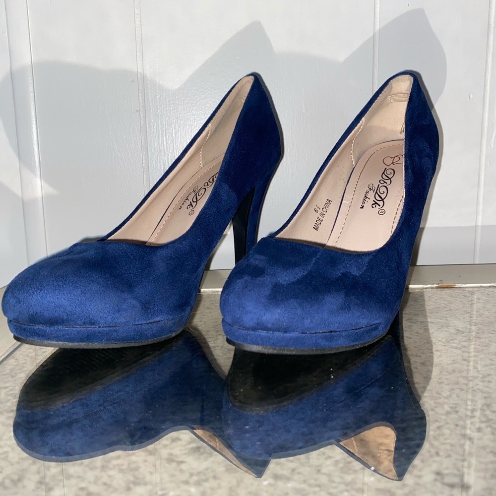 Blue suade heels